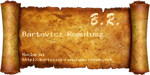 Bartovicz Romulusz névjegykártya